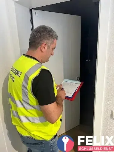 Wohnungstür in Stuttgart, die von einem Monteur geöffnet wird
